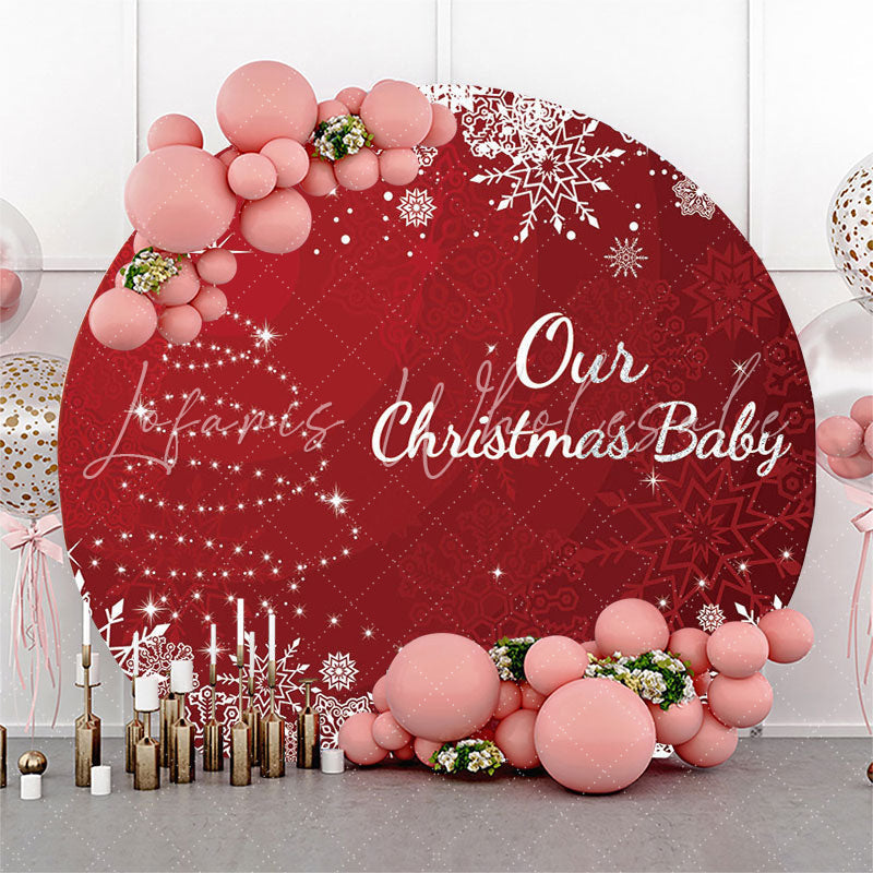 Lofaris Red White Glitter Christmas Circle Round Backdrop