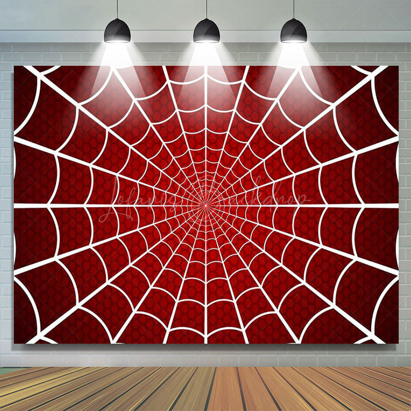 Lofaris Red White Spider Wab Halloween Birthday Backdrop