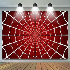 Lofaris Red White Spider Wab Halloween Birthday Backdrop