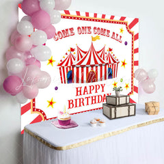 Lofaris Red White Stripes Circus Kids 1st Birthday Backdrop