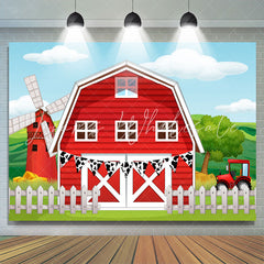 Lofaris Red Windmill Farm Birthday Party Backdrop For Kids