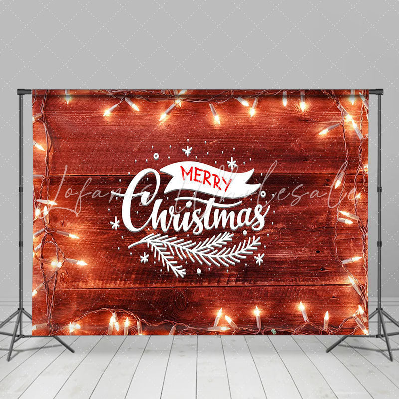 Lofaris Red Wooden Board Glitter Light Christmas Backdrop