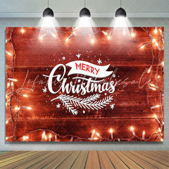 Lofaris Red Wooden Board Glitter Light Christmas Backdrop