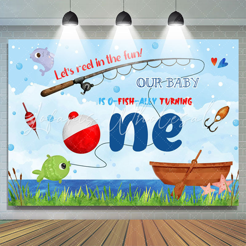 Lofaris Reel In The Fun Fishing Theme 1st Birthday Backdrop