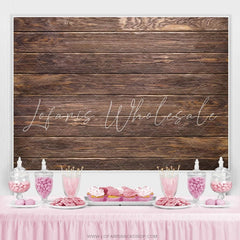 Lofaris Retro Brown Wood Wall Birthday Decoration Backdrop