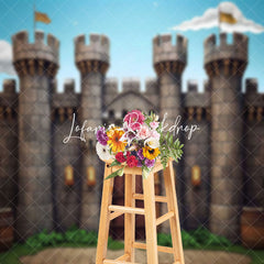 Lofaris Retro Castle Tower Blue Sky Backdrop For Birthday