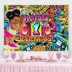 Lofaris Rock Graffiti Happy 1St Birthday Backdrop For Girl