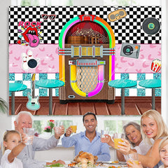 Lofaris Rock Roll Party Back To 1950s Soda Shop Diner Time Backdrop