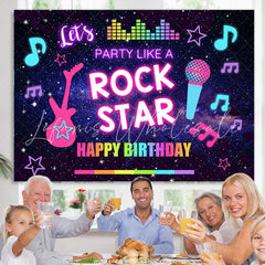 Lofaris Rock Star Music Theme Colorful Happy Birthday Backdrop