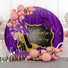 Lofaris Romantic Purple High Heels Round Birthday Backdrop