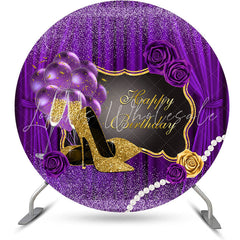 Lofaris Romantic Purple High Heels Round Birthday Backdrop