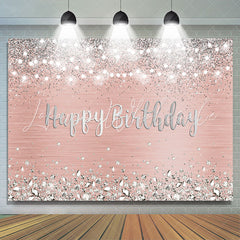 Lofaris Rose Gold And Silver Bokeh Happy Birthday Backdrop