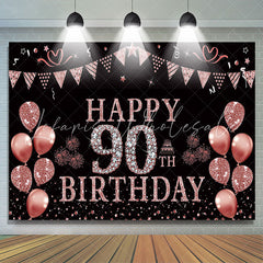 Lofaris Rose Gold Glitter Balloon 90th Birthday Party Backdrop