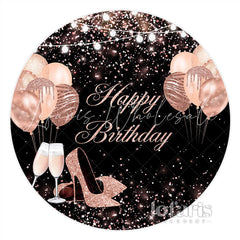 Lofaris Rose Gold Heel Balloon Happy Birthday Circle Backdrop