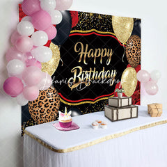 Lofaris Rose Gold Leopard Balloons Happy Birthday Backdrop