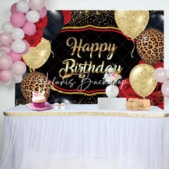 Lofaris Rose Gold Leopard Balloons Happy Birthday Backdrop