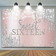 Lofaris Rose Gold Pink and Silver Bokeh Sweet Sixteen Backdrop