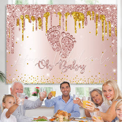 Lofaris Rose Golden Glitter Feet Themed Baby Shower Backdrop