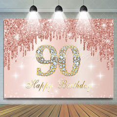 Lofaris Rose Golden Happy 90Th Birthday Backdrop For Women