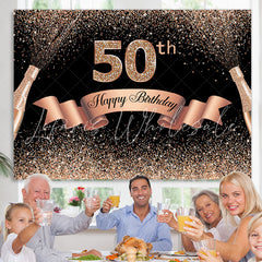 Lofaris Rose Holden Black Glitter Happy 50Th Birthday Backdrop