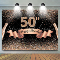 Lofaris Rose Holden Black Glitter Happy 50Th Birthday Backdrop