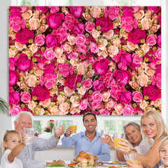 Lofaris Rose Red And Pink Floral Birthday Backdrop For Girl