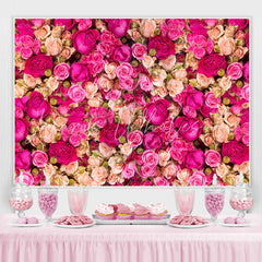 Lofaris Rose Red And Pink Floral Birthday Backdrop For Girl