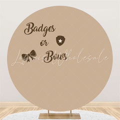 Lofaris Round Badge Or Bow Brown Backdrop For Gender Reveal