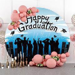 Lofaris Round Black And Blue Happy Graduation Backdrop For Party