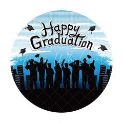 Lofaris Round Black And Blue Happy Graduation Backdrop For Party