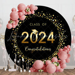 Lofaris Round Black And Gold Class 2024 Graduation Backdrop