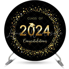 Lofaris Round Black And Gold Class 2024 Graduation Backdrop