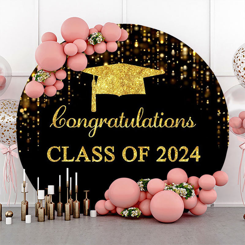 Lofaris Round Black Gold Class 2024 Congrats Grad Backdrop