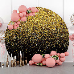 Lofaris Round Black Gold Particles Glitter Birthday Backdrop