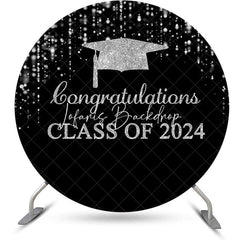 Lofaris Round Black Silver Class 2024 Congrats Grad Backdrop