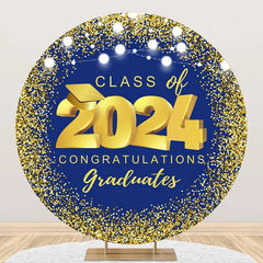 Lofaris Round Blue Gold Class Of 2024 Congrats Grad Backdrop