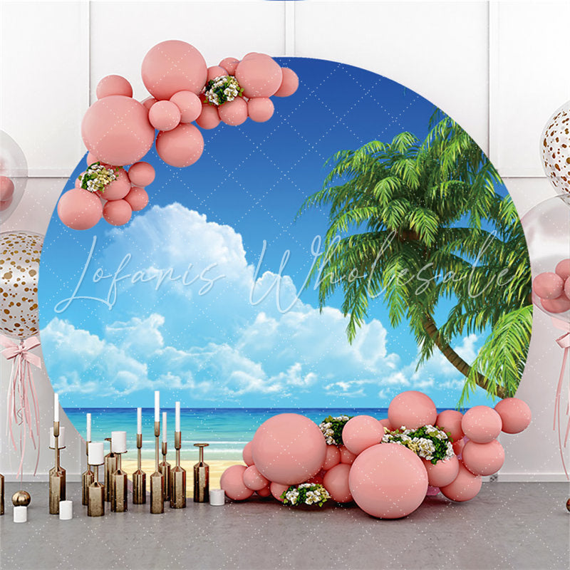 Lofaris Round Blue Sea And Sky Beach Holiday Summer Backdrop