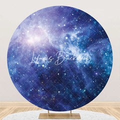 Lofaris Round Blue Universe Stars Texture Birthday Backdrop