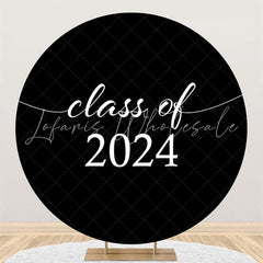 Lofaris Round Class Of 2024 Black White Graduation Backdrop