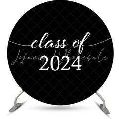 Lofaris Round Class Of 2024 Black White Graduation Backdrop