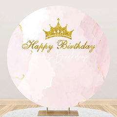 Lofaris Round Crown Pink Abstract Marble Texture Backdrop