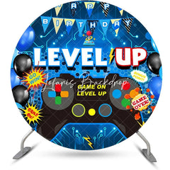 Lofaris Round Gamepad Blue Circuit Board Birthday Backdrop