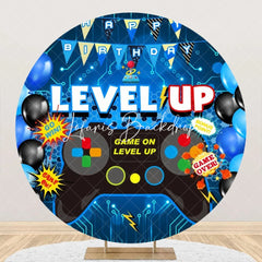 Lofaris Round Gamepad Blue Circuit Board Birthday Backdrop