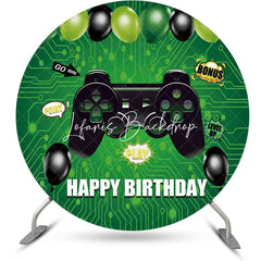 Lofaris Round Gamepad Green Circuit Board Birthday Backdrop