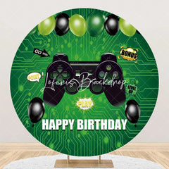 Lofaris Round Gamepad Green Circuit Board Birthday Backdrop