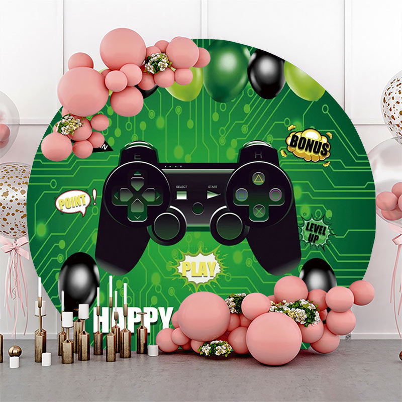 Lofaris Round Gamepad Green Circuit Board Birthday Backdrop