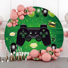 Lofaris Round Gamepad Green Circuit Board Birthday Backdrop