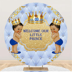 Lofaris Round Glitter Gloden Blue Prince Baby Shower Backdrop