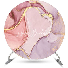 Lofaris Round Gold Pink Abstract Marble Texture Backdrop