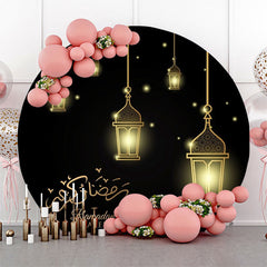 Lofaris Round Golden Light Black Ramadan Kareem Eid Backdrop